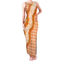 Orange Hawaii Palaka Family Matching Tank Maxi Dress and Hawaiian Shirt Hawaiian Ilima Lei LT05 Mom's Dress Orange - Polynesian Pride