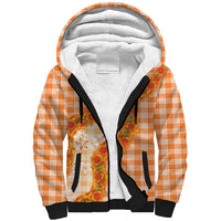 Orange Hawaii Palaka Sherpa Hoodie Hawaiian Ilima Lei
