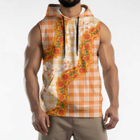 Orange Hawaii Palaka Sleeveless Hoodie Hawaiian Ilima Lei