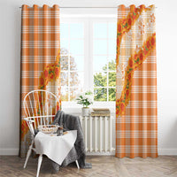 Orange Hawaii Palaka Window Curtain Hawaiian Ilima Lei