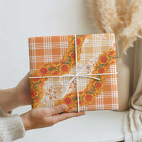 Orange Hawaii Palaka Wrapping Paper Hawaiian Ilima Lei