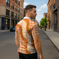 Orange Hawaii Palaka Zipper Polo Shirt Hawaiian Ilima Lei