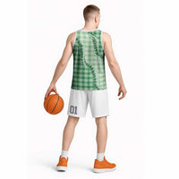 Green Hawaii Palaka Basketball Jersey Hawaiian Pikake Lei