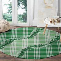 Green Hawaii Palaka Round Carpet Hawaiian Pikake Lei