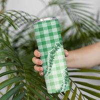 Green Hawaii Palaka Skinny Tumbler Hawaiian Pikake Lei