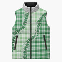 Green Hawaii Palaka Sleeveless Puffer Jacket Hawaiian Pikake Lei