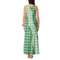 Green Hawaii Palaka Tank Maxi Dress Hawaiian Pikake Lei