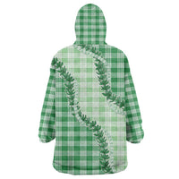 Green Hawaii Palaka Wearable Blanket Hoodie Hawaiian Pikake Lei