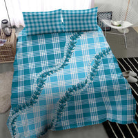 Blue Hawaii Palaka Bedding Set Hawaiian Pikake Lei