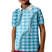 Blue Hawaii Palaka Kid Polo Shirt Hawaiian Pikake Lei