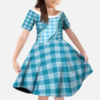 Blue Hawaii Palaka Kid Short Sleeve Dress Hawaiian Pikake Lei