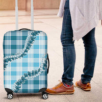 Blue Hawaii Palaka Luggage Cover Hawaiian Pikake Lei