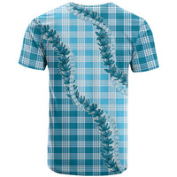 Blue Hawaii Palaka T Shirt Hawaiian Pikake Lei