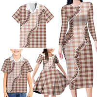 Beige Hawaii Palaka Family Matching Long Sleeve Bodycon Dress and Hawaiian Shirt Hawaiian Pikake Lei LT05 - Polynesian Pride