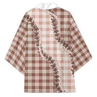 Beige Hawaii Palaka Kimono Hawaiian Pikake Lei