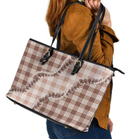 Beige Hawaii Palaka Leather Tote Bag Hawaiian Pikake Lei