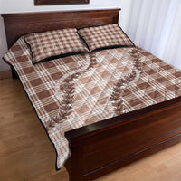 Beige Hawaii Palaka Quilt Bed Set Hawaiian Pikake Lei