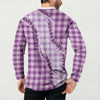 Violet Hawaii Palaka Button Sweatshirt Hawaiian Pikake Lei