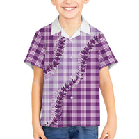 Violet Hawaii Palaka Family Matching Long Sleeve Bodycon Dress and Hawaiian Shirt Hawaiian Pikake Lei LT05 Son's Shirt Violet - Polynesian Pride