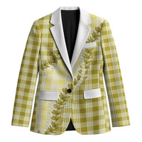 Yellow Hawaii Palaka Blazer Hawaiian Pikake Lei