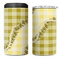 Yellow Hawaii Palaka 4 in 1 Can Cooler Tumbler Hawaiian Pikake Lei
