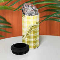 Yellow Hawaii Palaka 4 in 1 Can Cooler Tumbler Hawaiian Pikake Lei