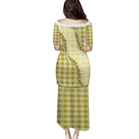 Yellow Hawaii Palaka Family Matching Puletasi and Hawaiian Shirt Hawaiian Pikake Lei