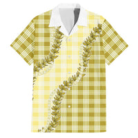 Yellow Hawaii Palaka Family Matching Tank Maxi Dress and Hawaiian Shirt Hawaiian Pikake Lei LT05 Dad's Shirt - Short Sleeve Yellow - Polynesian Pride