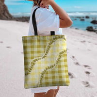 Yellow Hawaii Palaka Tote Bag Hawaiian Pikake Lei