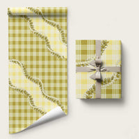 Yellow Hawaii Palaka Wrapping Paper Hawaiian Pikake Lei