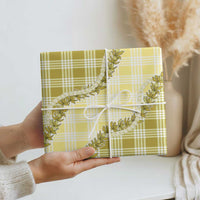 Yellow Hawaii Palaka Wrapping Paper Hawaiian Pikake Lei
