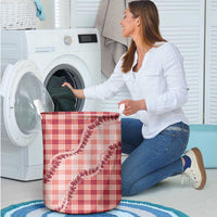 Red Hawaii Palaka Laundry Basket Hawaiian Pikake Lei