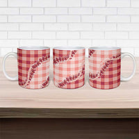 Red Hawaii Palaka Ceramic Mug Hawaiian Pikake Lei