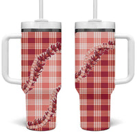 Red Hawaii Palaka Tumbler With Handle Hawaiian Pikake Lei