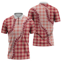 Red Hawaii Palaka Zipper Polo Shirt Hawaiian Pikake Lei