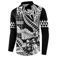 Hawaii Maui Upena Kiloi Button Sweatshirt Kakau Tribal Pattern Black Version