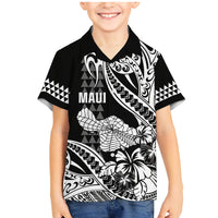 Hawaii Maui Upena Kiloi Family Matching Mermaid Dress and Hawaiian Shirt Kakau Tribal Pattern Black Version