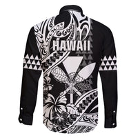 Hawaii Maui Upena Kiloi Family Matching Off Shoulder Short Dress and Hawaiian Shirt Kakau Tribal Pattern Black Version