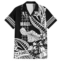 Hawaii Maui Upena Kiloi Family Matching Puletasi and Hawaiian Shirt Kakau Tribal Pattern Black Version