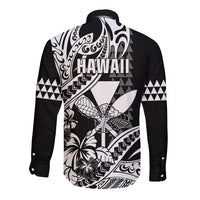 Hawaii Maui Upena Kiloi Long Sleeve Button Shirt Kakau Tribal Pattern Black Version