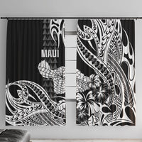 Hawaii Maui Upena Kiloi Window Curtain Kakau Tribal Pattern Black Version