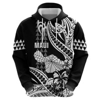 Hawaii Maui Upena Kiloi Zip Hoodie Kakau Tribal Pattern Black Version