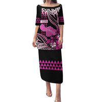 Hawaii Maui Upena Kiloi Family Matching Puletasi and Hawaiian Shirt Kakau Tribal Pattern Pink Version