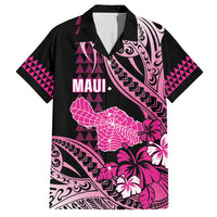 Hawaii Maui Upena Kiloi Family Matching Tank Maxi Dress and Hawaiian Shirt Kakau Tribal Pattern Pink Version