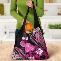 Hawaii Maui Upena Kiloi Grocery Bag Kakau Tribal Pattern Pink Version