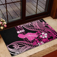 Hawaii Maui Upena Kiloi Rubber Doormat Kakau Tribal Pattern Pink Version