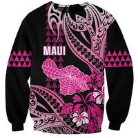 Hawaii Maui Upena Kiloi Sweatshirt Kakau Tribal Pattern Pink Version