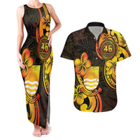 Personalised Kiribati Independence Day Couples Matching Tank Maxi Dress and Hawaiian Shirt 46th Anniversary