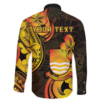 Personalised Kiribati Independence Day Family Matching Long Sleeve Bodycon Dress and Hawaiian Shirt 46th Anniversary