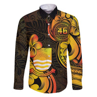 Personalised Kiribati Independence Day Family Matching Off The Shoulder Long Sleeve Dress and Hawaiian Shirt 46th Anniversary